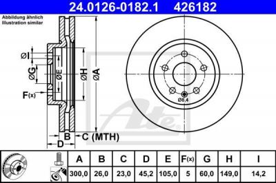 ATE 24.0126-0182.1 тормозной диск на OPEL MOKKA