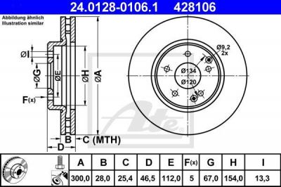 ATE 24.0128-0106.1 24.0128-0106.1 Диск торм. пер. MB W210, W203