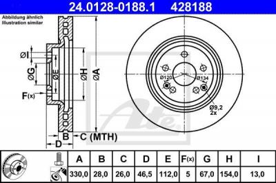 ATE 24.0128-0188.1 тормозной диск на MERCEDES-BENZ CLK (C209)