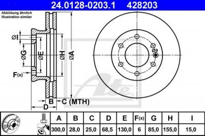 ATE 24.0128-0203.1 Диски торм.Mercedes SPRINTER/VW CRAFTER 30-35 (300x28) вентилируемые 2E0 615 301