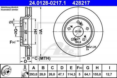 ATE 24.0128-0217.1 Диск торм. пер. Honda CR-V III