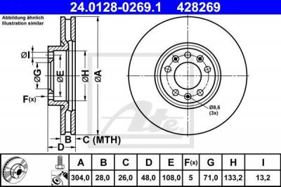 ATE 24.0128-0269.1 тормозной диск на PEUGEOT 508 SW