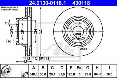 ATE 24.0130-0118.1 Диск торм. пер. 7 (E65, E66)