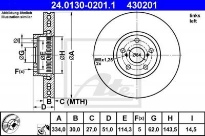 ATE 24.0130-0201.1 тормозной диск на LEXUS GS (GRS19_, UZS19_, URS19_, GWS19_)