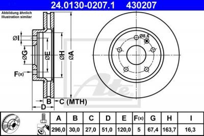 ATE 24.0130-0207.1 тормозной диск на OPEL INSIGNIA седан