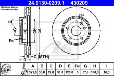 ATE 24.0130-0209.1 тормозной диск на OPEL INSIGNIA седан