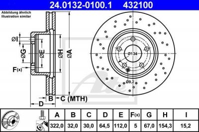 ATE 24.0132-0100.1 тормозной диск на MERCEDES-BENZ E-CLASS купе (C207)