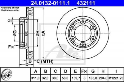 ATE 24.0132-0111.1 тормозной диск на TOYOTA LAND CRUISER 80 (_J8_)
