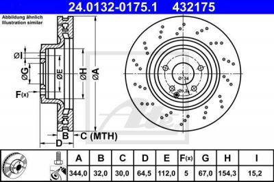 ATE 24.0132-0175.1 тормозной диск на MERCEDES-BENZ SLC (R172)