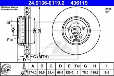 ATE 24.0136-0119.2 тормозной диск на 6 купе (F13)