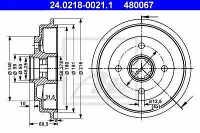 ATE 24.0218-0021.1 тормозной барабан на NISSAN MICRA I (K10)