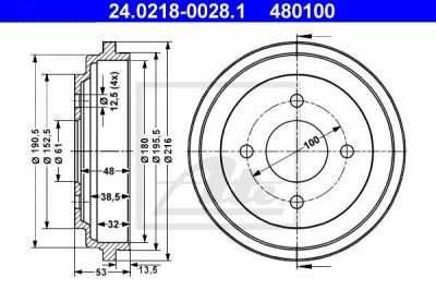 ATE 24.0218-0028.1 тормозной барабан на NISSAN MICRA II (K11)