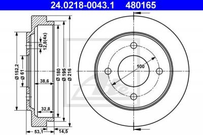 ATE 24.0218-0043.1 тормозной барабан на NISSAN MICRA II (K11)