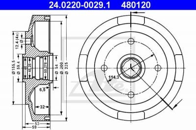 ATE 24.0220-0029.1 тормозной барабан на MAZDA 323 III (BF)