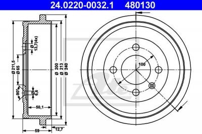 ATE 24.0220-0032.1 тормозной барабан на VW POLO CLASSIC (6KV2)