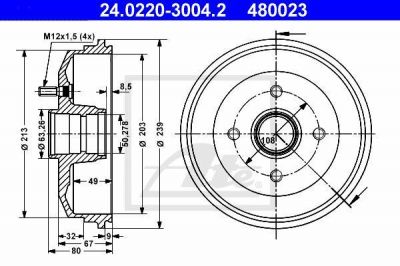 ATE 24.0220-3004.2 тормозной барабан на FORD ESCORT VII седан (GAL, AFL)