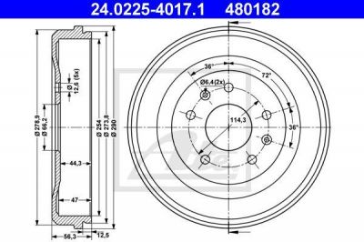 ATE 24.0225-4017.1 тормозной барабан на LAND ROVER FREELANDER Soft Top (LN_)