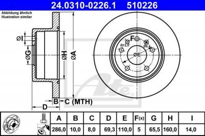 ATE 24.0310-0226.1 тормозной диск на OPEL VECTRA B (36_)