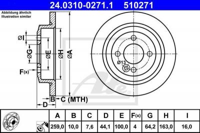 ATE 24.0310-0271.1 тормозной диск на MINI MINI Roadster (R59)