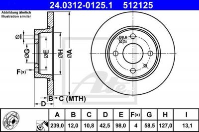 ATE 24.0312-0125.1 Диски тормозные ВАЗ 2108 POWER DISC