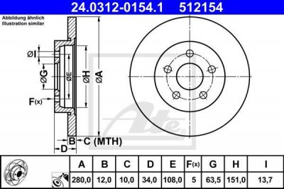 ATE 24.0312-0154.1 тормозной диск на FORD MONDEO III (B5Y)