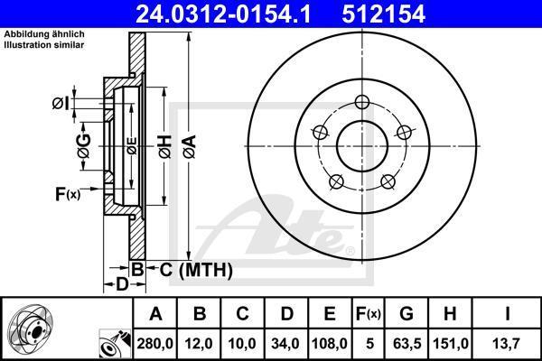 ATE 24.0312-0154.1 тормозной диск на FORD MONDEO III (B5Y)