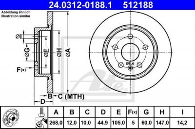 ATE 24.0312-0188.1 тормозной диск на OPEL ASTRA J Sports Tourer