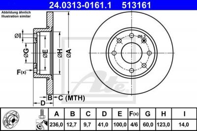 ATE 24.0313-0161.1 тормозной диск на OPEL KADETT E Combo (38_, 48_)