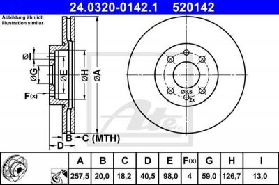 ATE 24.0320-0142.1 Диск торм. пер. Alfa 145, Fiat Bravo, Lancia