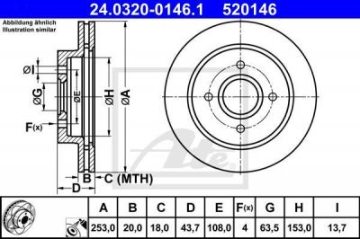 ATE 24.0320-0146.1 тормозной диск на FORD MONDEO I (GBP)