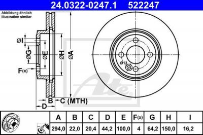 ATE 24.0322-0247.1 тормозной диск на MINI MINI Roadster (R59)