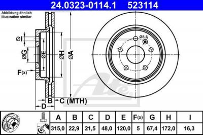 ATE 24.0323-0114.1 тормозной диск на OPEL INSIGNIA седан