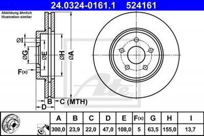 ATE 24.0324-0161.1 тормозной диск на FORD MONDEO III (B5Y)