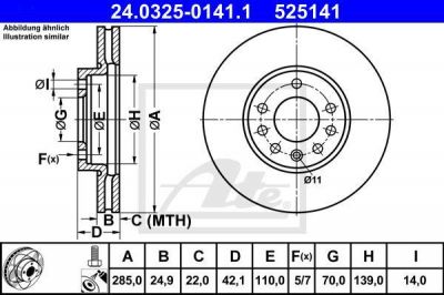 ATE 24.0325-0141.1 тормозной диск на SAAB 9-3 (YS3F)