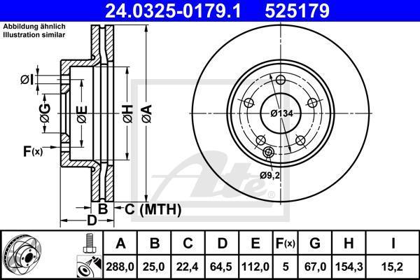 ATE 24.0325-0179.1 тормозной диск на MERCEDES-BENZ C-CLASS T-Model (S204)