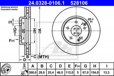 ATE 24.0328-0106.1 Диск торм. пер. MB W210 E200-E320