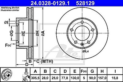 ATE 24.0328-0129.1 тормозной диск на NISSAN INTERSTAR c бортовой платформой/ходовая часть