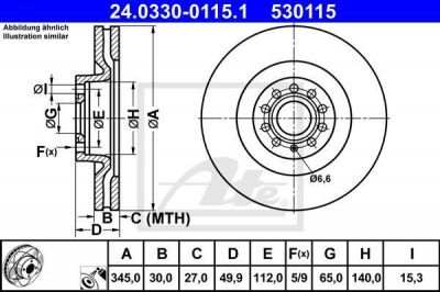 ATE 24.0330-0115.1 тормозной диск на VW PASSAT Variant (3C5)