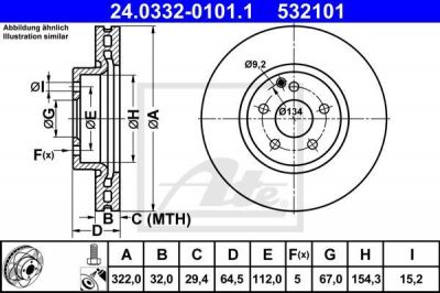 ATE 24.0332-0101.1 тормозной диск на MERCEDES-BENZ E-CLASS купе (C207)