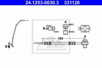 ATE 24.1253-0030.3 тормозной шланг на SKODA SUPERB (3U4)