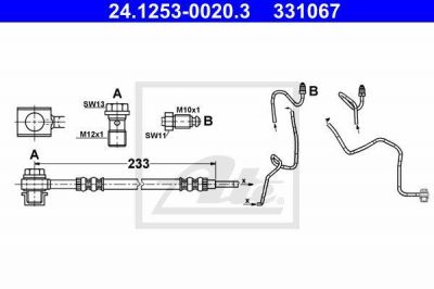 ATE 24125300203 ТОРМОЗНОЙ ШЛАНГ AUDI A3/TT SEAT SKODA VW BORA/GOLF IV 97/06-<<