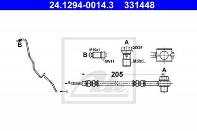 ATE 24.1294-0014.3 тормозной шланг на AUDI A1 (8X1, 8XK, 8XF)