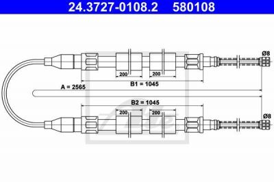 ATE 24.3727-0108.2 трос, стояночная тормозная система на VW SANTANA (32B)