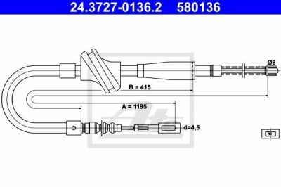 ATE 24.3727-0136.2 трос, стояночная тормозная система на AUDI 80 (81, 85, B2)