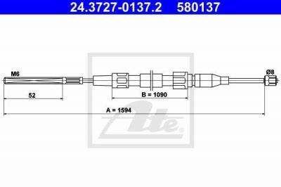 ATE 24.3727-0137.2 трос, стояночная тормозная система на VW POLO купе (86C, 80)