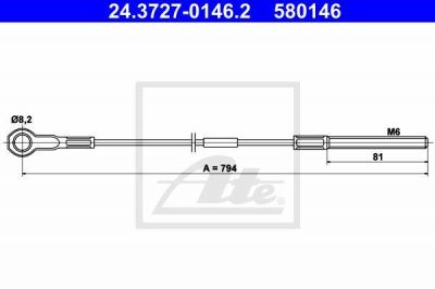 ATE 24.3727-0146.2 трос, стояночная тормозная система на VW POLO купе (86C, 80)