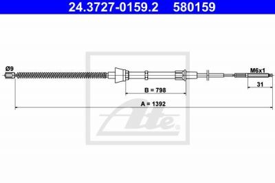 ATE 24.3727-0159.2 трос, стояночная тормозная система на VW LUPO (6X1, 6E1)