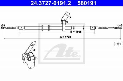 ATE 24.3727-0191.2 трос, стояночная тормозная система на AUDI 80 Avant (8C, B4)