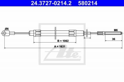 ATE 24.3727-0214.2 Трос ручного тормоза L=R E36 all 90-00 (34411160134)