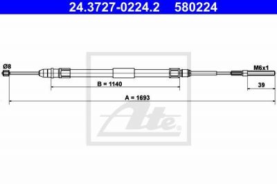 ATE 24.3727-0224.2 Трос руч.тормоза лев. 3-серии E46 L=1693мм